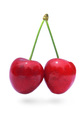 Picture shows two red cherries