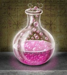 Picture shows a jar of purple, bubbly potion